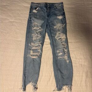 AE high rise distressed mom jeans